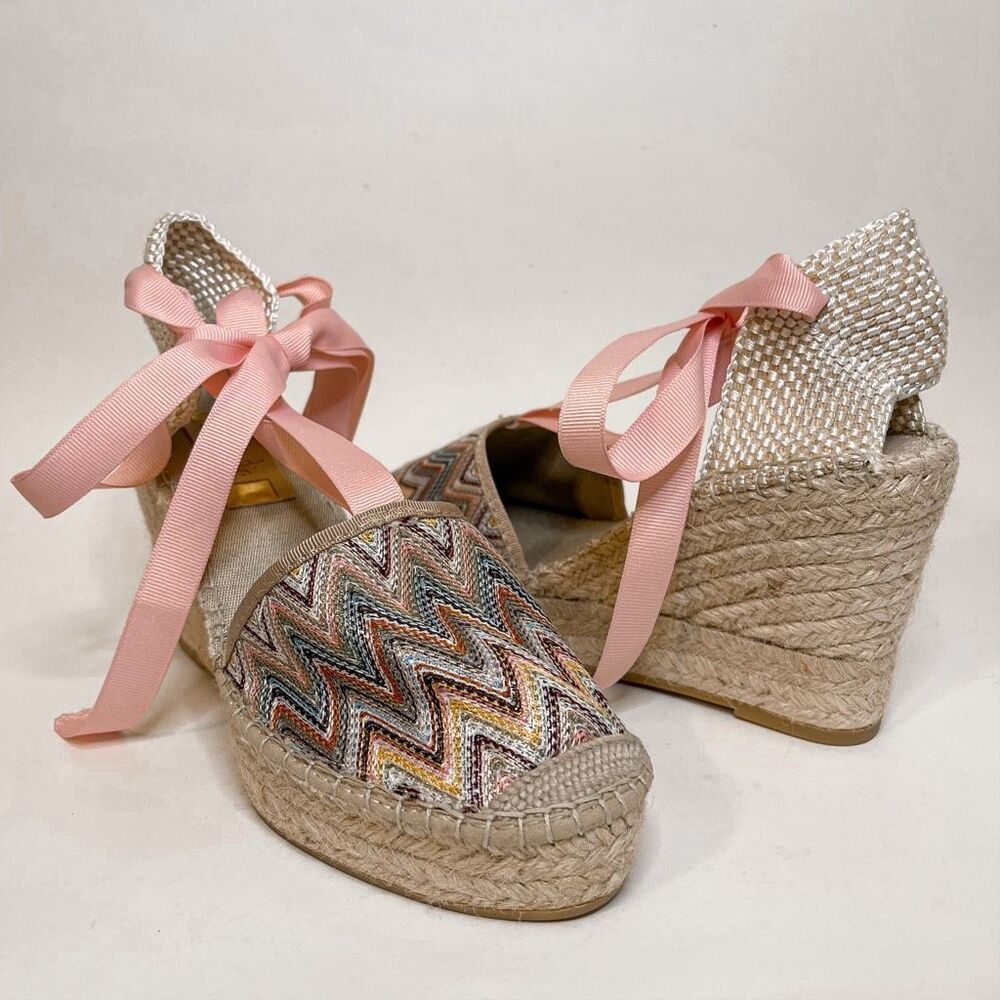 Vidorreta Chevron Colorful Lace Up Espadrilles Size 39